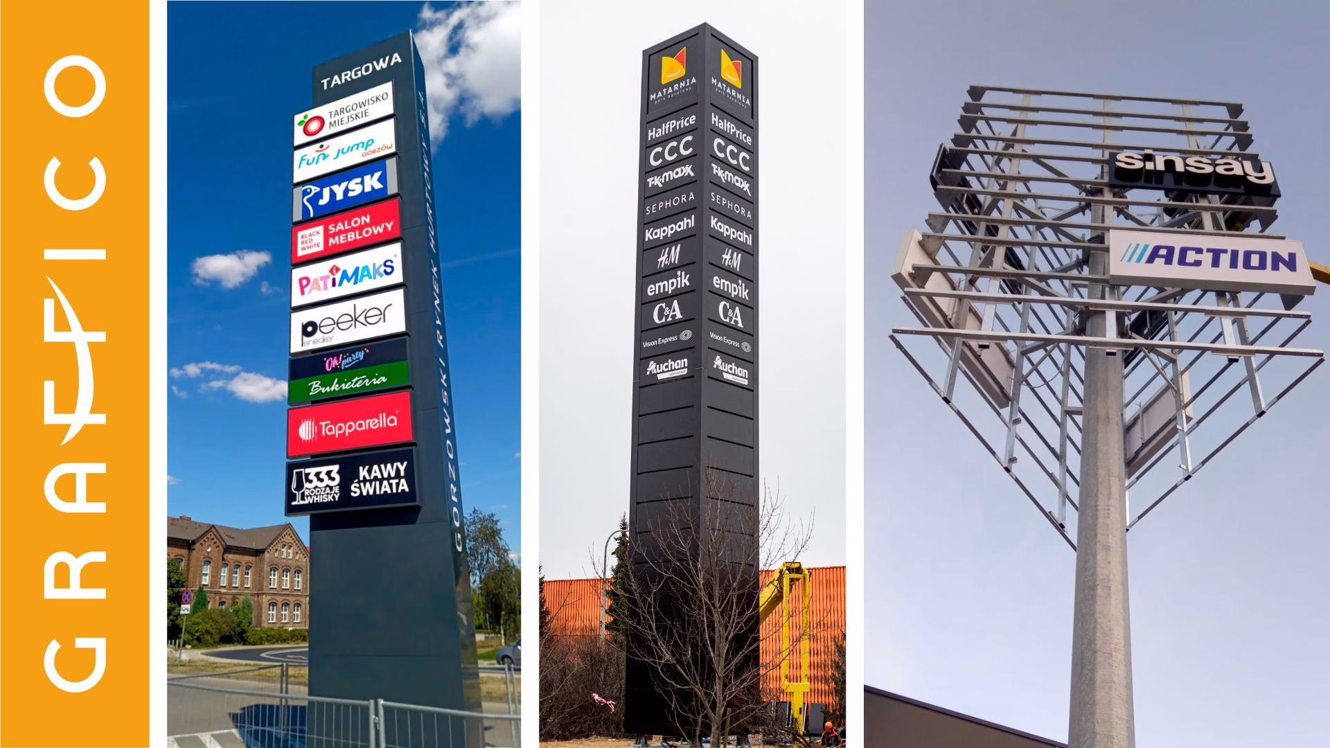 Pylony reklamowe dla parków handlowych