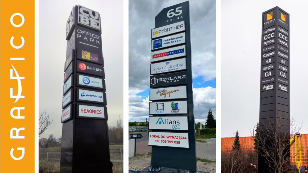 Pylony reklamowe dla parków handlowych