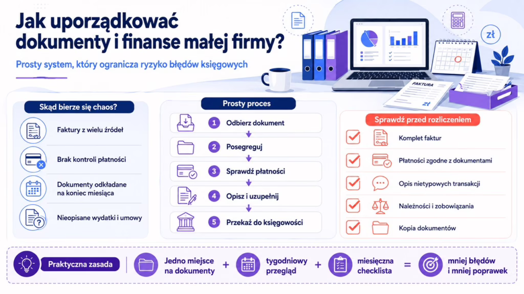 Jak uporządkować dokumenty i finanse małej firmy, aby ograniczyć błędy księgowe?